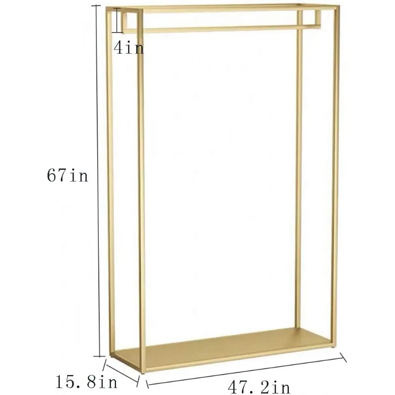 Heavy Duty Metal Garment Rack,Shoes Bags Clothes Organizer Storage Shelves (Gold with Metal Plate, 67