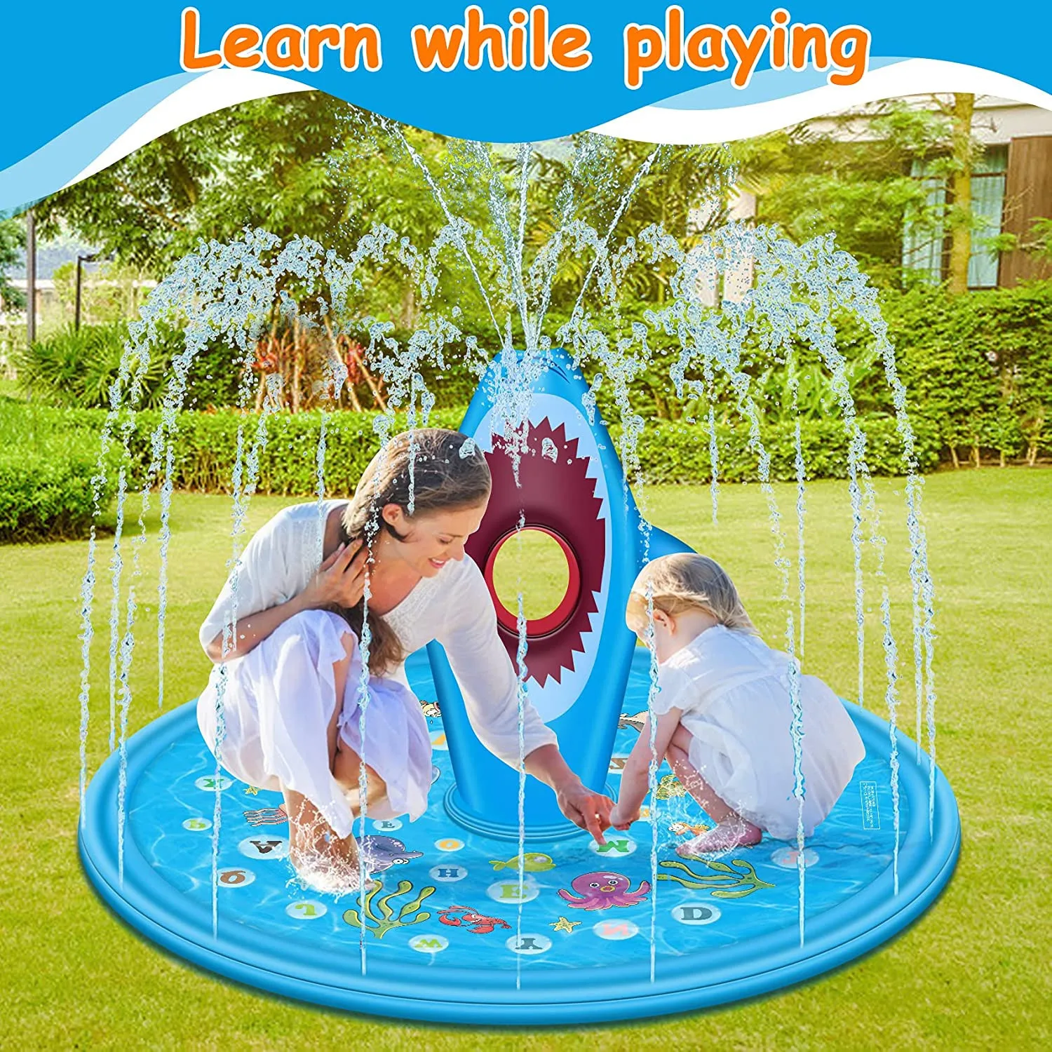 NEW 170/190cm Dolphin Sprinkler Mat PVC Inflatable Water Spray Pad Courtyard Water Play Pad Outdoor Play Mat Lawn Play Mat