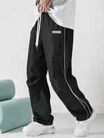 Men's Regular Plain Sports Straight Pants with Drawstrings and Elastic Waistband, Reflective Webbing Design, Suitable for Daily Leisure, Street Basketball, Fitness, Multi-Scenario Matchinging, Suitable for All Seasons 6