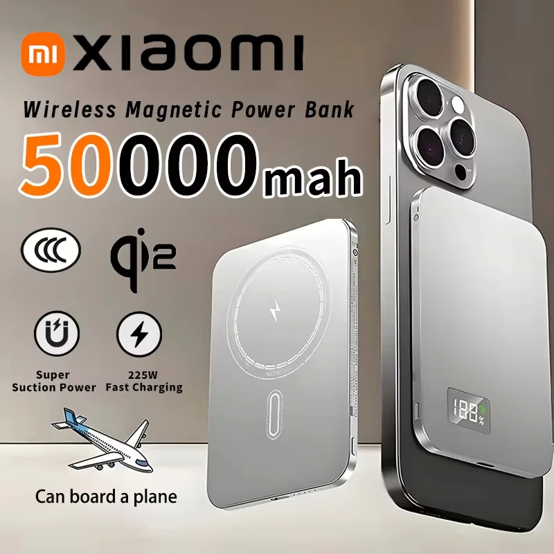 Портативный магнитный беспроводной внешний аккумулятор Xiaomi Mijia 50000 мАч PD22.5W с быстрой зарядкой для Magsafe для iPhone Samsung Портативный магнитный беспроводной внешний аккумулятор Xiaomi Mijia 50000 мАч PD22.5W с быстрой зарядкой для Magsafe для iPhone Samsung