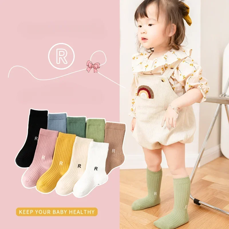 

Children Baby Sock Korean Simplicity Solid Color Letter R Short Sock for Toddler Boy Girl Spring Summer Cotton Sock for Kids