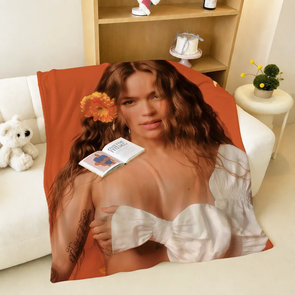 Singer K-Karol G Tropicoqueta Blanket Warm Soft Plush For Sofa Living Room Nap Home Bedroom Travel Gift Flannel Pet Hogar