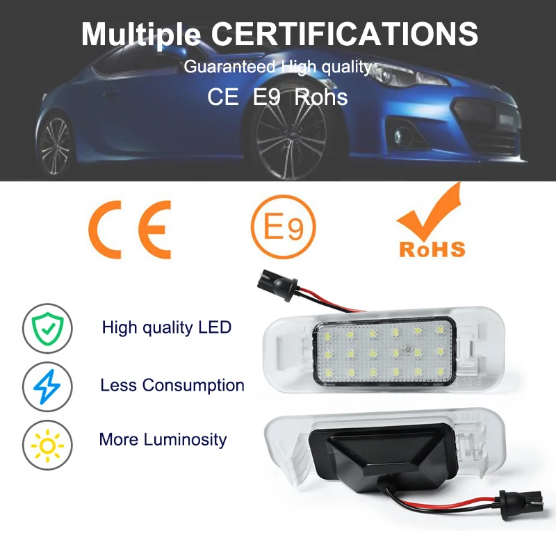 2x For Kia Rio 2005-2011 LED License Plate Light For Kia Rio5 2006-2011 Rear Number Lamp Auto Parts Canbus White Car Accessories