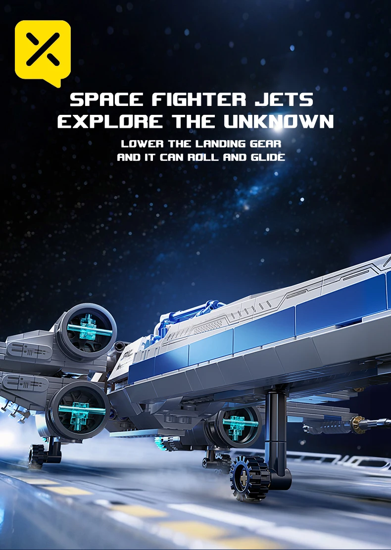 TOYLINX X-Wing Space Fighter Building Blocks Set LED Light Up Construction Toy Mechanical Space Vehicle with Pilot Bricks Gifts