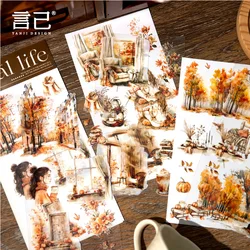 Mr. Paper, 6pcs/bag, Autumn Island Themed Stickers, Decorative Scrapbook, Diary, Hand Account, Base Decoration, DIY Stickers