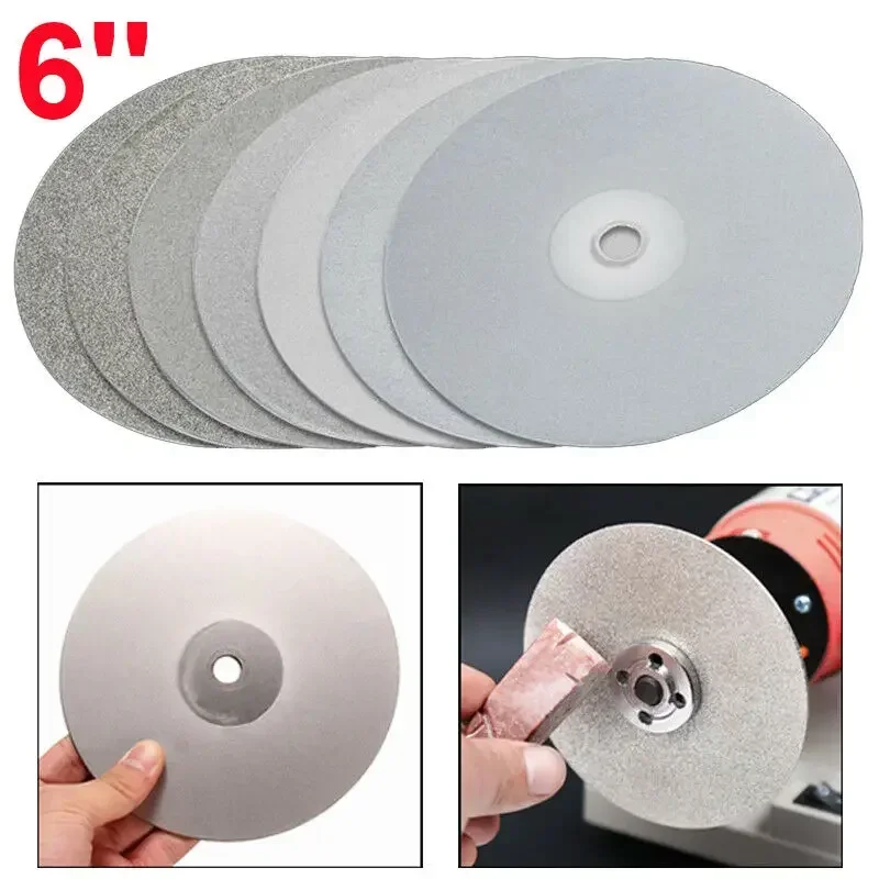 

6" Diamond Grinding Wheel 180 Disc Jewelry Coated Flat Lap Polish Grit Cutting 120 150 240 320 400 800 1500 hole 12.7mm 3000