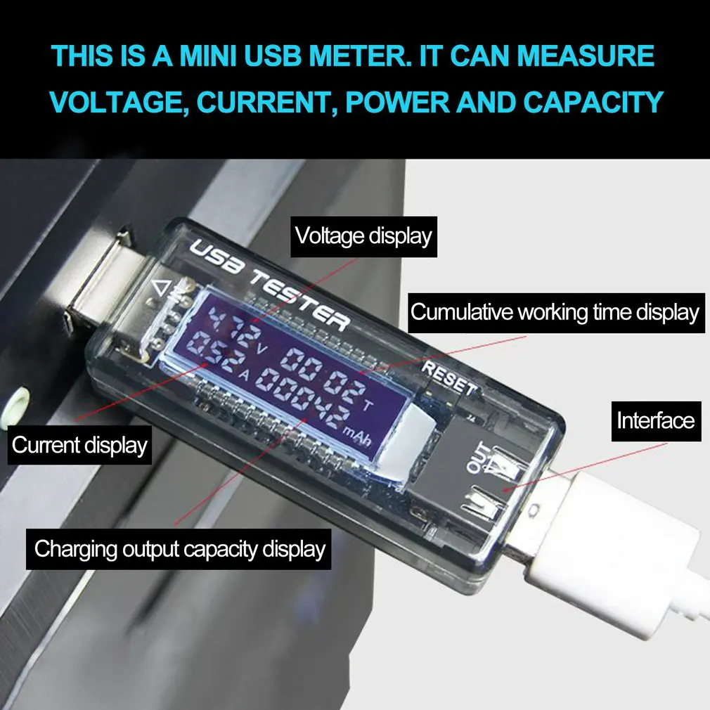 Probador de capacidad de voltaje de corriente USB, 100 Uds., detección de voltaje de corriente, cargador, probador de capacidad de batería, medidor de potencia móvil, prueba