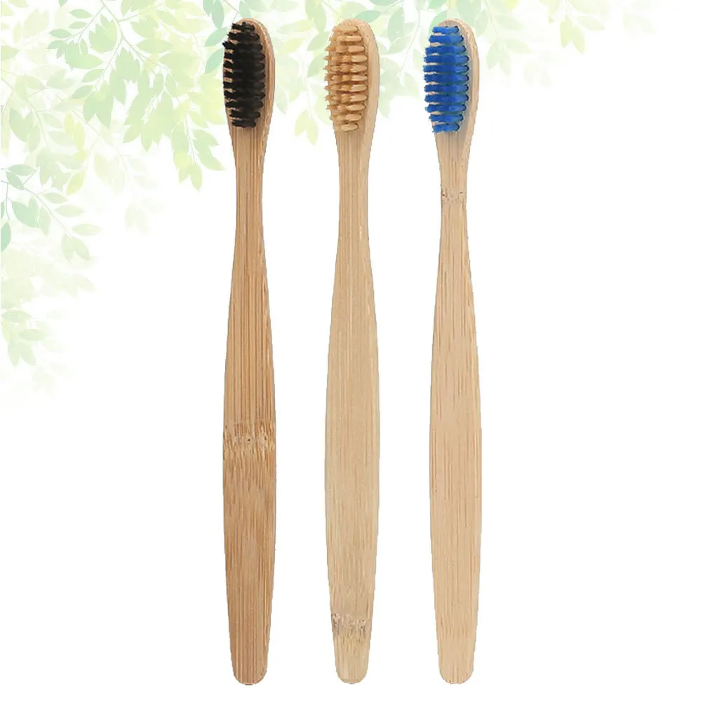

3Pcs Bamboo Toothbrush Eco-Friendly Toothbrushes for Men Women Sensitive Gums Replacement White Iridescence Brown