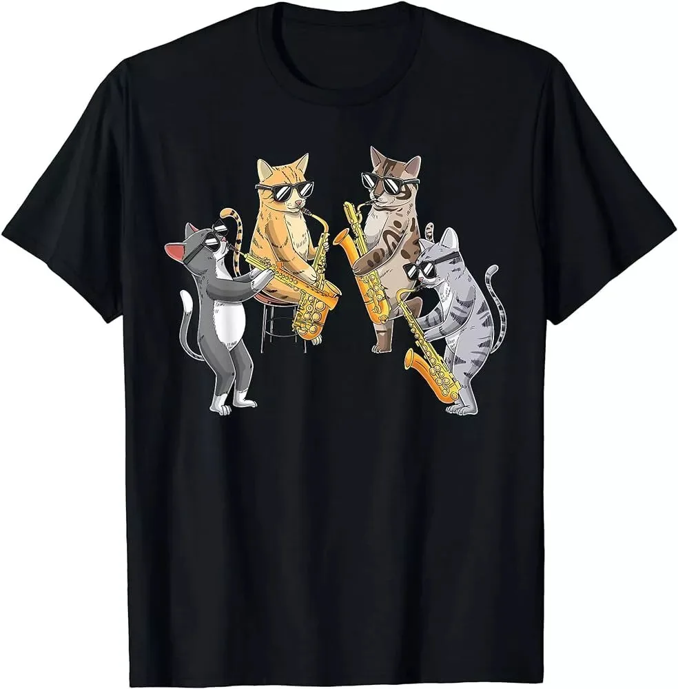 

Cats Playing Saxophone Jazz Sax Musician Saxophonist T-Shirt