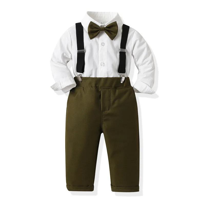 

Baby Boy Suit Cotton Shirt Suspender Trousers 2-Piece 0-13 Years Children's Birthday Blazer Set Handsome School Uniform for Kids