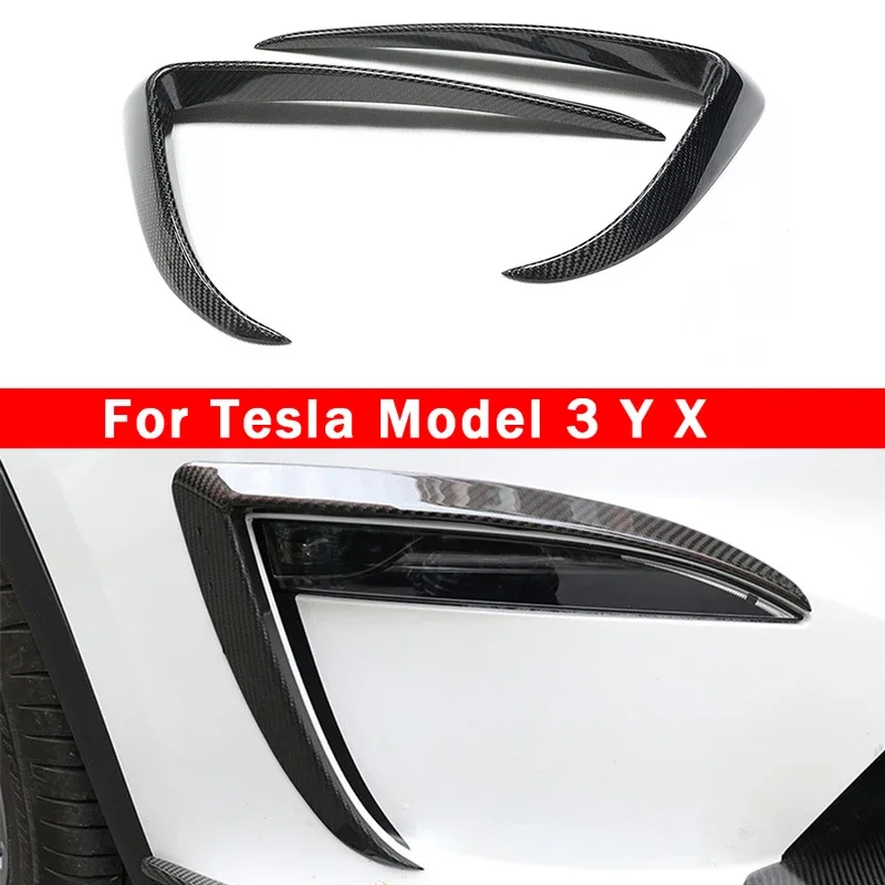 For Tesla Model Y X Model 3 Carbon Fiber Car Front Bumper Wind knife Tuyere Splitter Spoiler Air Knife Surround Trim Body Kit