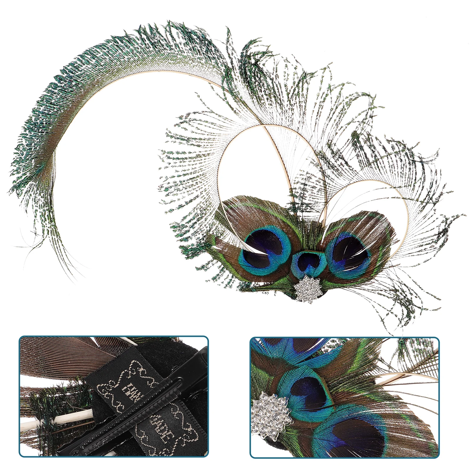 

Peacock Fascinator Hair Clip Elegant Vintage Rhinestones Headpiece For Women Tea Party 20S Wedding Halloween Cocktail Prom