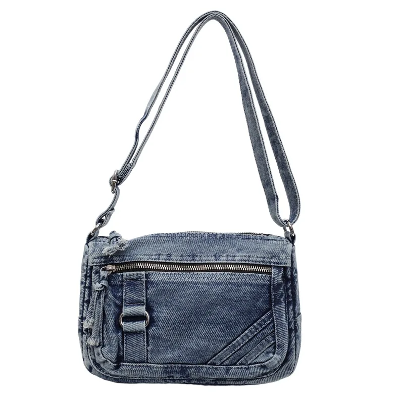 

Vintage Denim Crossbody Shoulder Bag for Women with Large Capacity Casual Washed Canvas Tote for Daily Use