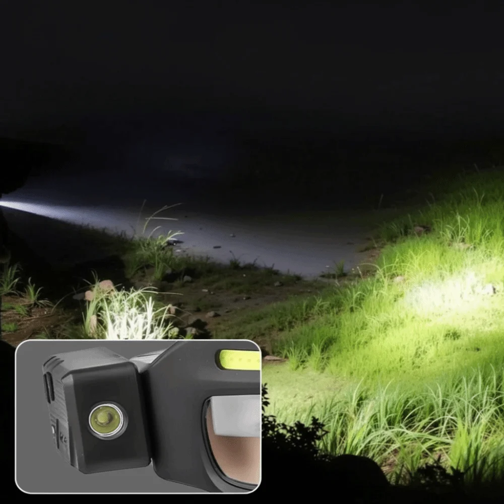 

Многофункциональная лампа для очков Type-C с зарядкой 90 ° Вращающийся налобный фонарь Ультралегкий датчик волны Управление фарами Ночной бег