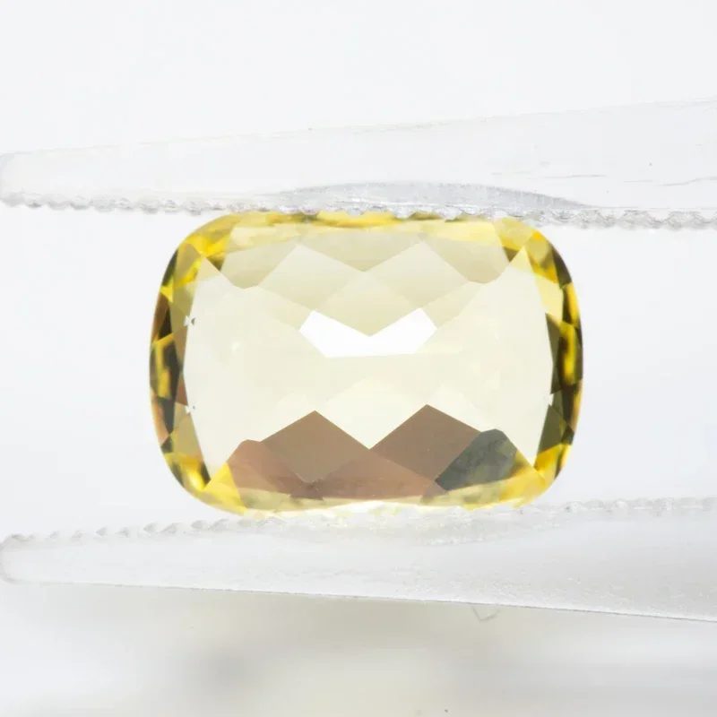 Lab Grown Sapphire Rectangular Cushion Shape Yellow Colour VVS1 DIY Charms Ring Necklace Earrings Main Materials Certificate