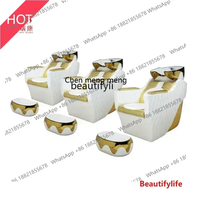 

cn8350 ssss cn8350 ss 8350 Lying Half Shampoo Chair Barber Shop Ceramic Basin Flushing Bed Massage Couch Hair Salon with Pedal