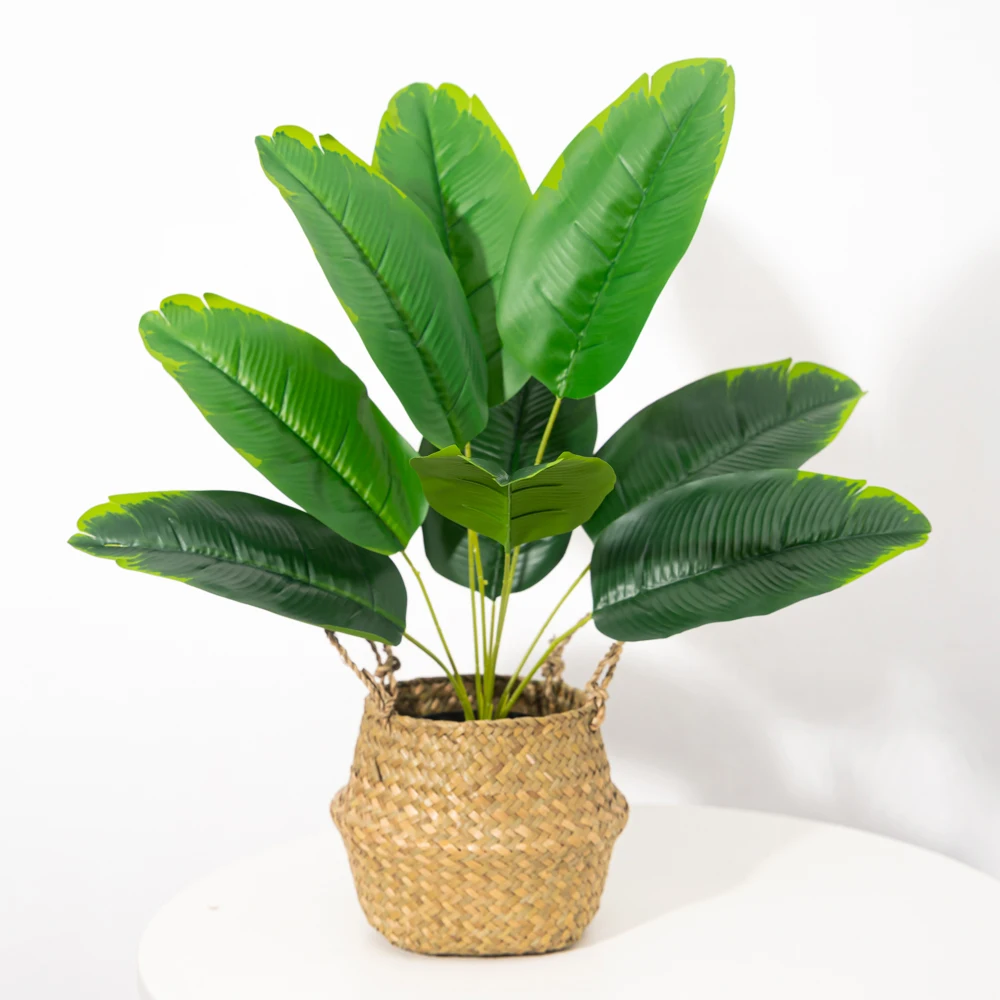 

52/40cm Fake Monstera Plants Artificial Palm Tree Plastic Banana Leaf Tropical Desktop Tree Branch For Home Garden Wedding Decor