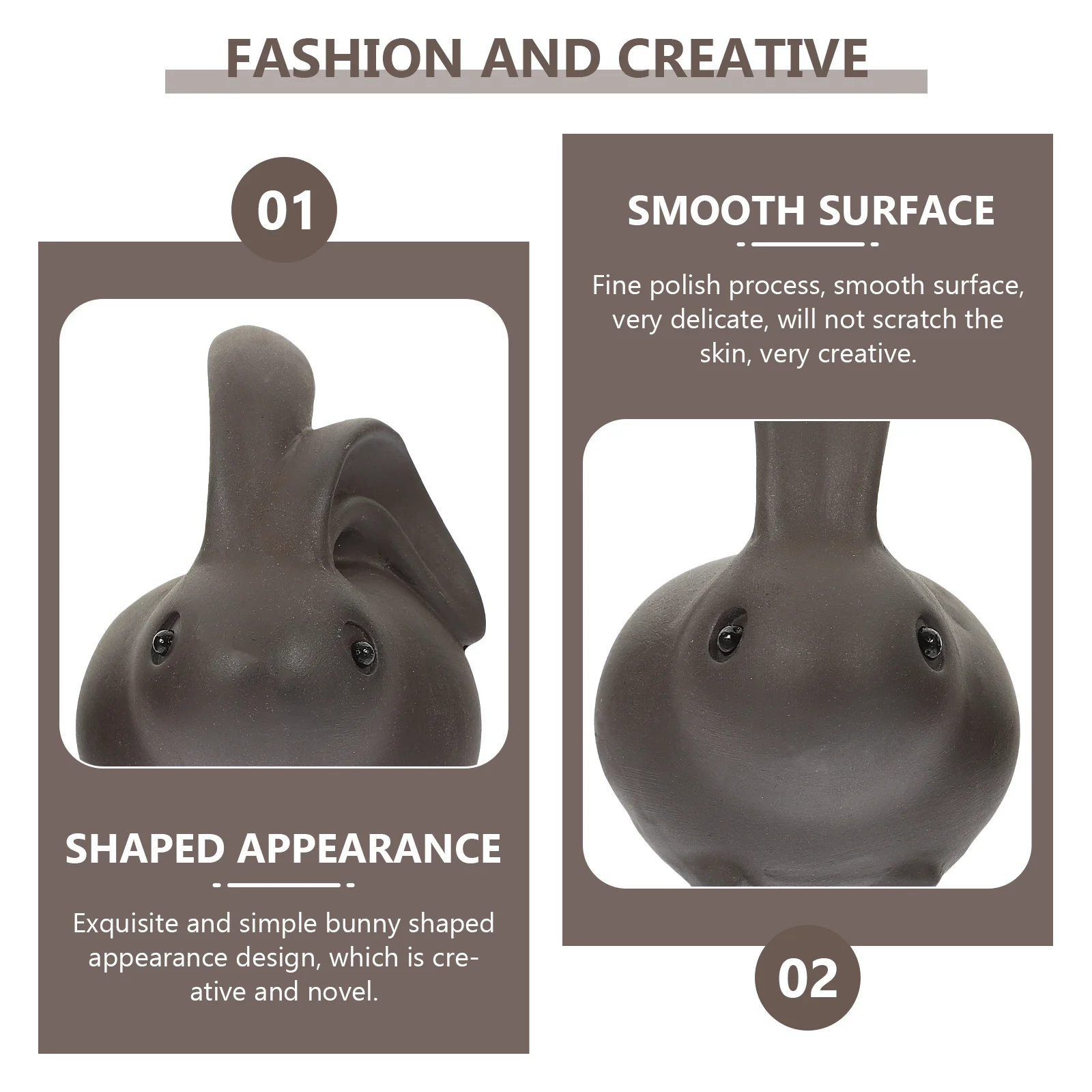 

1Pair Adorable Bunny Tea Desktop Decor Smooth Creative Home Office Study Decoration Rabbit Shape Craft Ornament