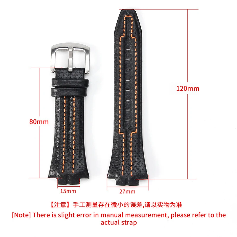 Leather Watch Strap for Seiko SNL017P1 SNL029P2 SNA595P2 SNL021P1 Waterproof Wristband 15x27mm Bracelet Watch Accessories