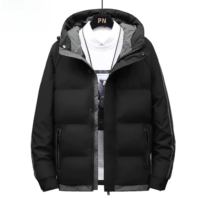 Yuzhao Lin メンズ厚手ダウンコットンジャケットフード付き暖かい冬服大きいサイズコットンコートポリエステル繊維長袖