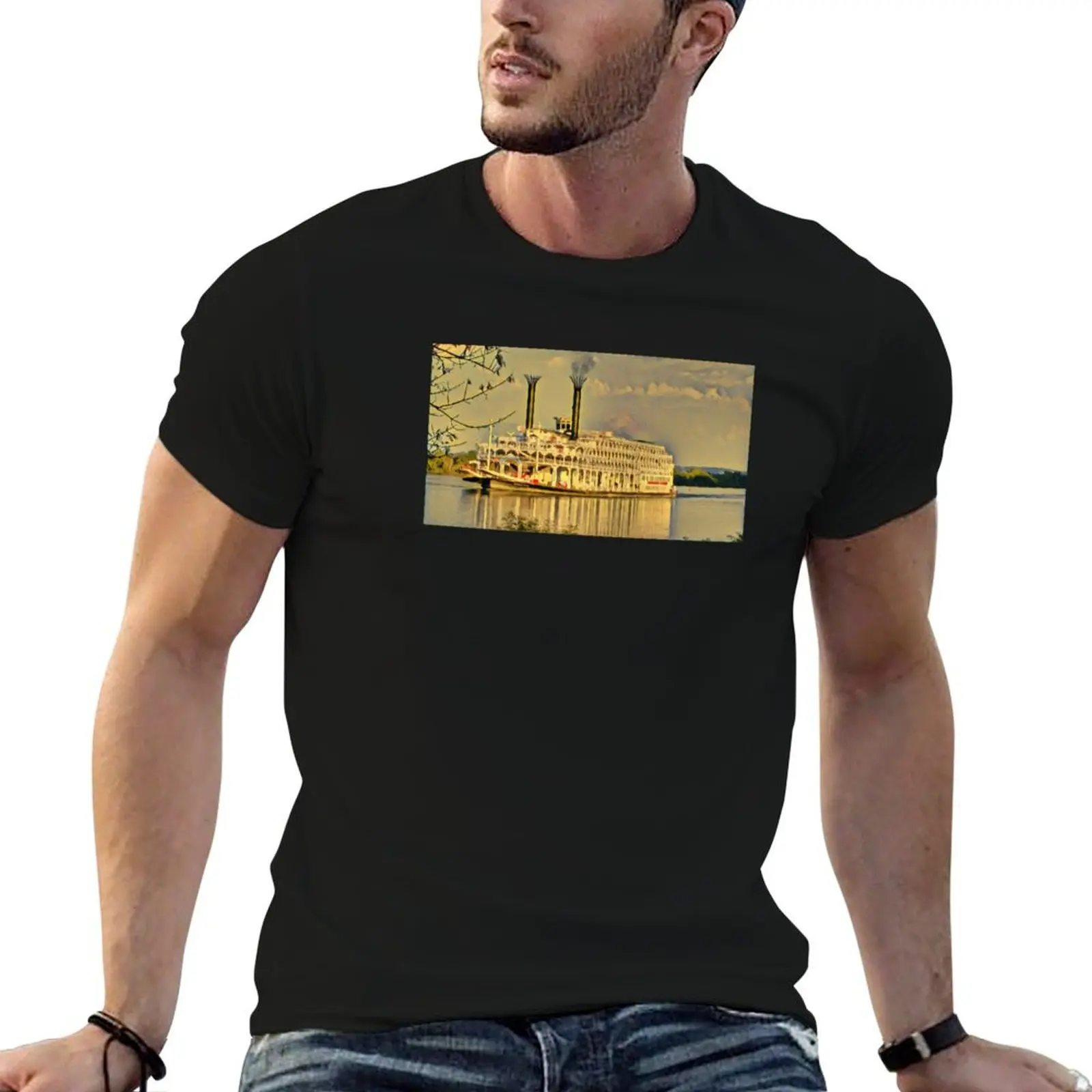 

American Queen Steamboat on the Upper Mississippi River T-Shirt g man t shirts for men man t shirts cotton T-Shirt