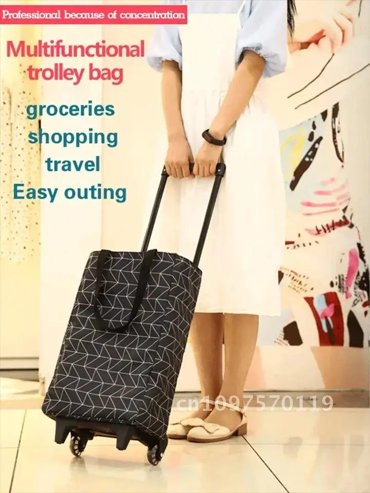 屋外ピクニックプルポータブル折りたたみショッピングカートオーガナイザー格納式ホイール野菜食料品バッグ防水トロリー