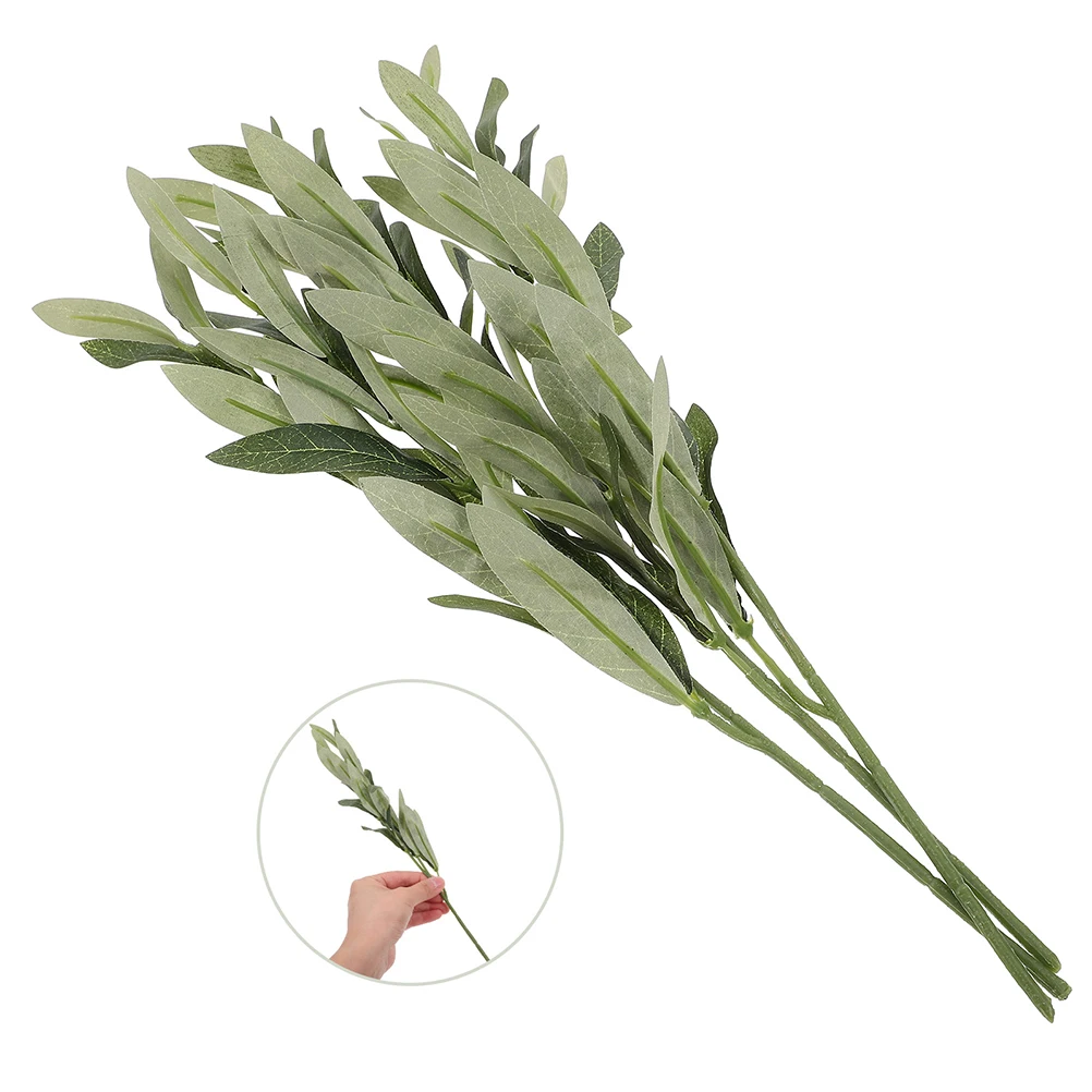 

10 Pcs Artificial Olive Branch Branches for Decoration Greenery Stems Household Leaves Vase Plastic