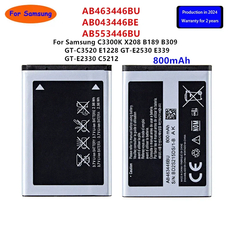 Brand New AB463446BU AB043446BE AB553446BU Battery For Samsung C3300K X208 B189 B309 GT-C3520 E1228 GT-E2530 E339 GT-E2330 C5212