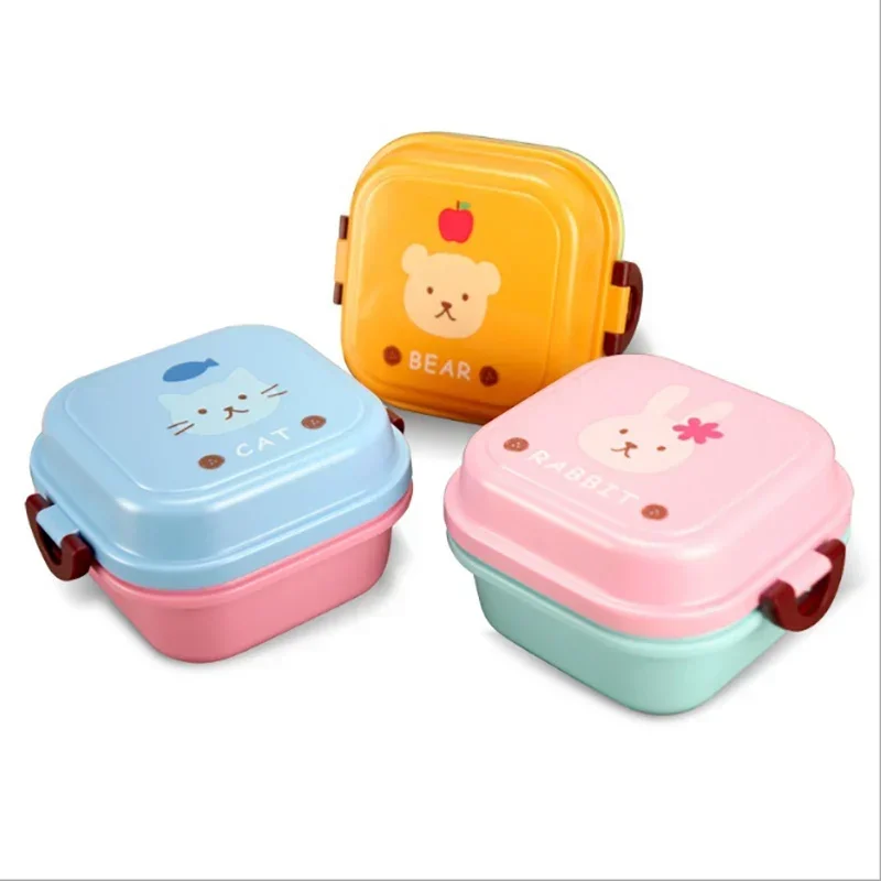 1pc Cartoon Healthy Plastic Lunch Box Microwave Oven Lunch Bento Boxes Food Container Dinnerware Kid Childen 540ml Lunchbox