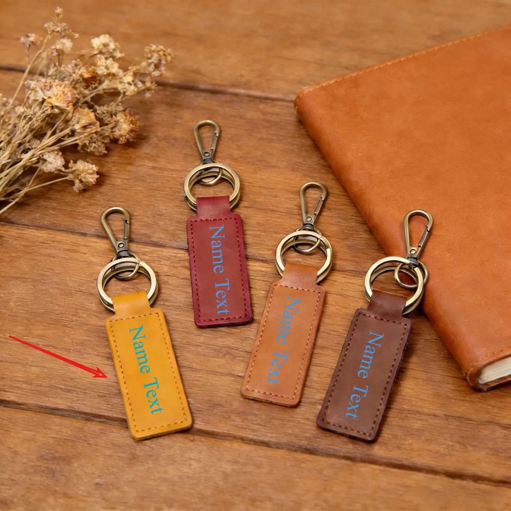 Customized Keyring Men and Women Leather Keychain Creative Gift Retro Cowhide Pendant Car Leather Manual Car Keychain Handmade