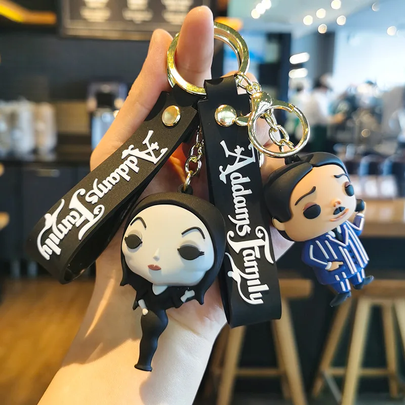 Addams Family Key Chain Anime Wednesday Figure Doll Keyring Bag Pendent Car Key Accessories Keychains Toy Gift for Friends