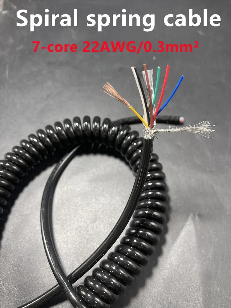 Pur Spring Wire schermatura cavo 7 Core 22 Awg/0.3mm Stretch 1 2 3 4 5 6 3 7 8 9 10 M filo di espansione a spirale con superficie brillante