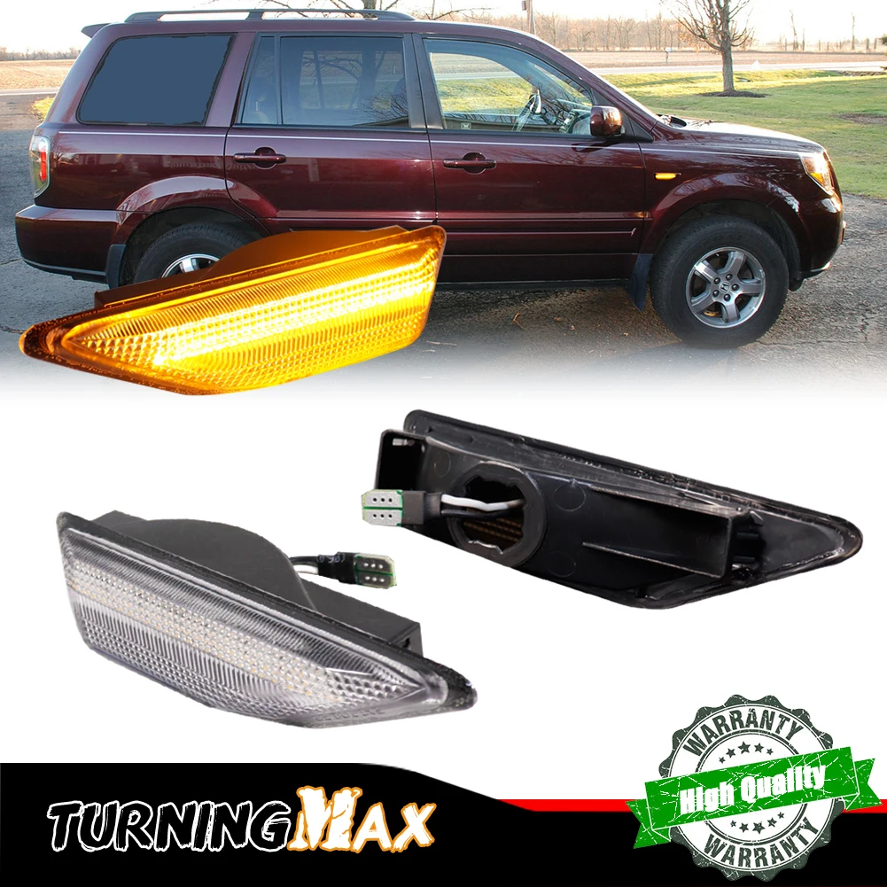 White / Amber LED Car Front Bumper Side Marker Turn Signal Lights For 2006-2008 Honda Pilot Fender Flare Light Parking Light 12V