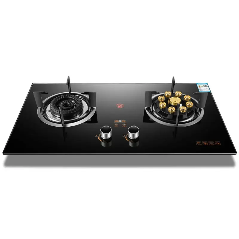 Built-In Double Cooktop Stainless Steel Glass Gas Stove for Household Use - Modern Design Kitchen Appliance