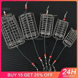 5 Size Fishing Feeder Stainless Steel Bait Thrower Basket Feeder Holder Fish Lure Cage Fishing Accessories