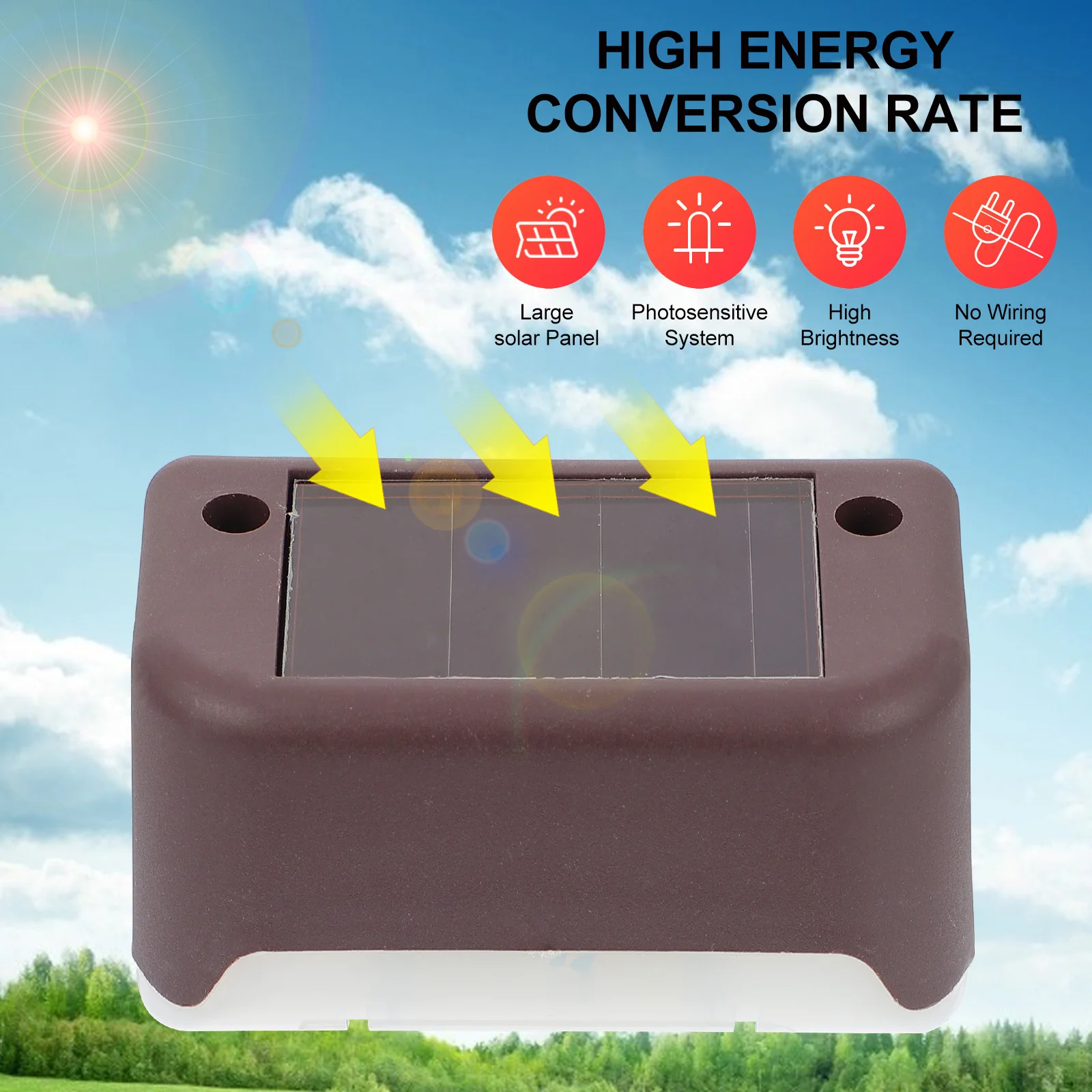 

Yard Light ABS Plastic Solar Powered Waterproof LED Outdoor Garden Stair Fence Decoration Durable Easy Install Gift Solar Lights