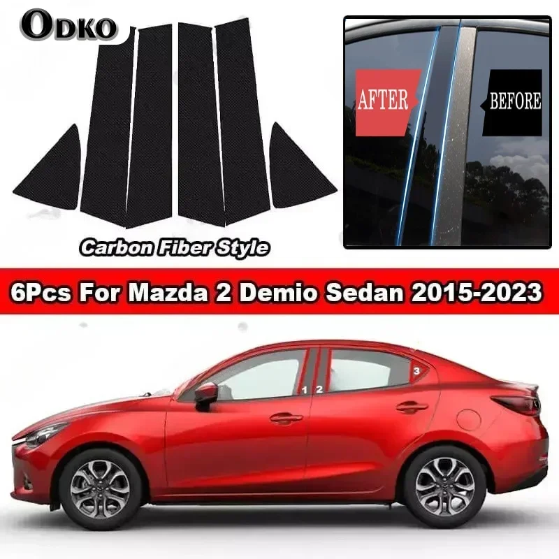 Piano Black Car Door Window Center Middle B C Column Pillar Post Cover Mirror Effect Trim Sticker For Mazda 2 Demio Sedan Yaris - view 2
