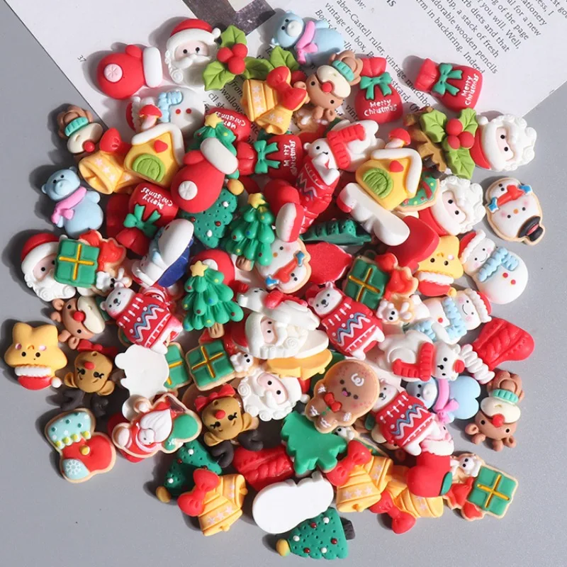Resin Christmas Snowman Xmas Tree Shoe Charms For Clogs Bubble Slides Sandals Shoe Decorations Buckle Accessories For Kids Gifts