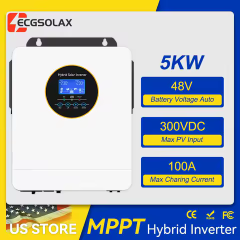 ECGSOLAX 5KW Solar Hybrid Inverter 48V Singe Phase 120V Off grid Solar Inveter With 100A 120A Solar Charger Max PV 300V