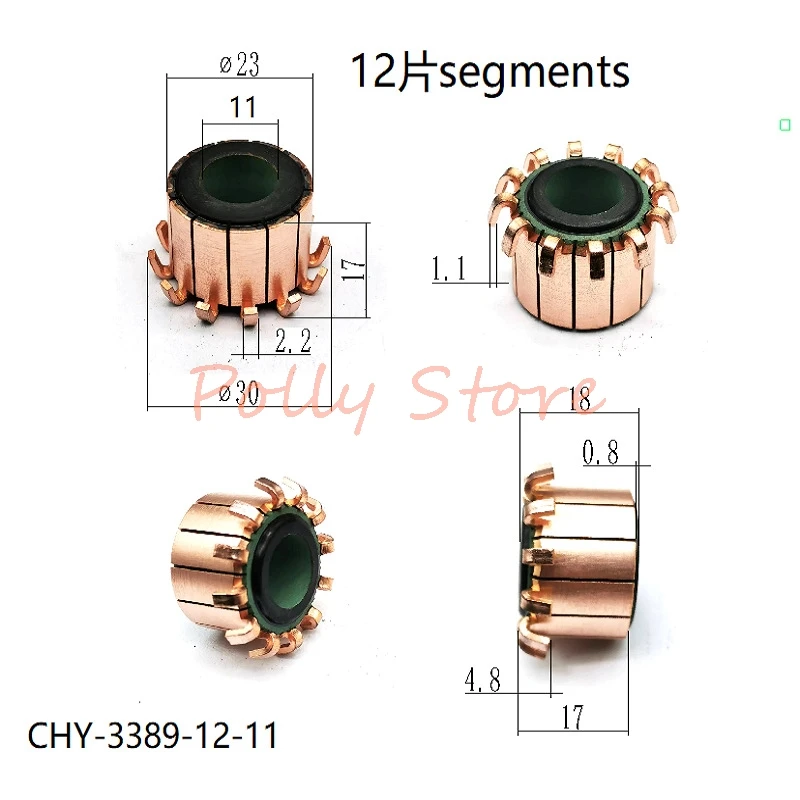 9*23*18(17.5) มม.12P ทองแดงฟันประเภทตะขอไฟฟ้ามอเตอร์ Commutator CHY-1522-12-9