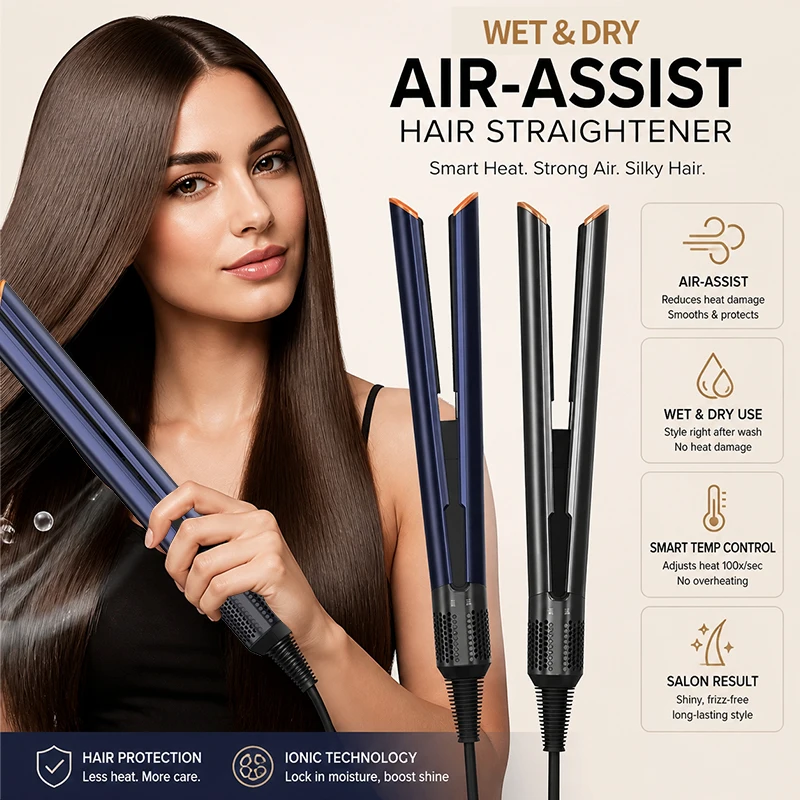 2 in 1 With display Professional Hair Straightener 1300W Hair Dryer Heat-Up Flat Negative Ion Iron Lasting Styling Straightener