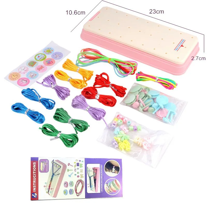 Juguete tejido de cuerda de mano para niños, juego de fabricación de pulseras de cuerda de mano elástica DIY hecho a mano