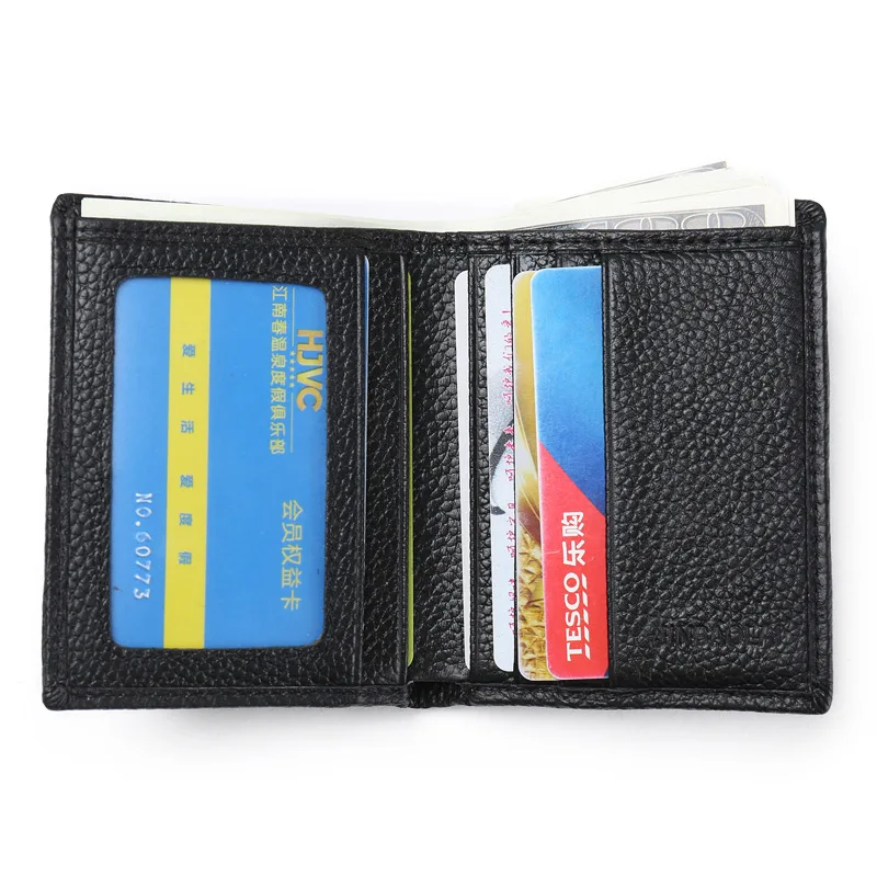 

Cowhide Men Small Wallet Simple Design Slim Thin Bifold Wallets with Card Holder Soft Leather Mini Clutch Purse Male Money Bag