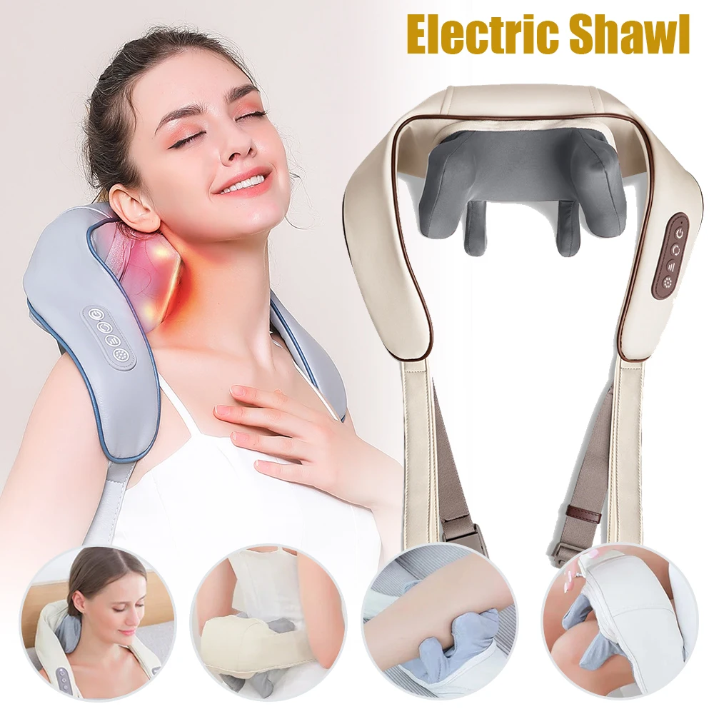 

Electric Massage Shawl Wireless Shoulder Neck Massager Cervical Leg Muscle Shiatsu Heated Kneading Relaxation Adjustable Straps