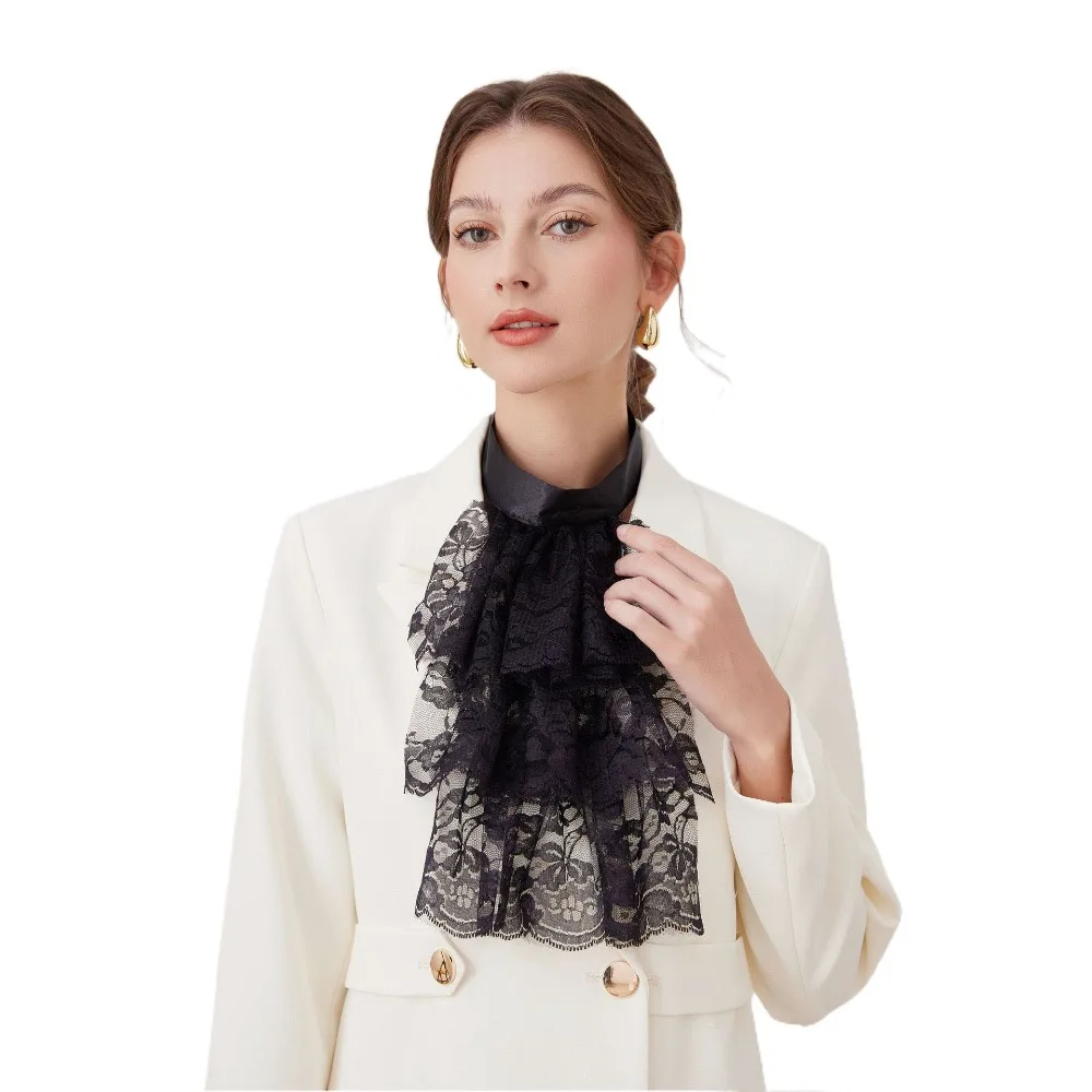 ファッションビクトリア朝のレース Jabot 襟取り外し可能なソリッドカラーラルフ襟偽の首輪ステージパフォーマンス衣装アクセサリー