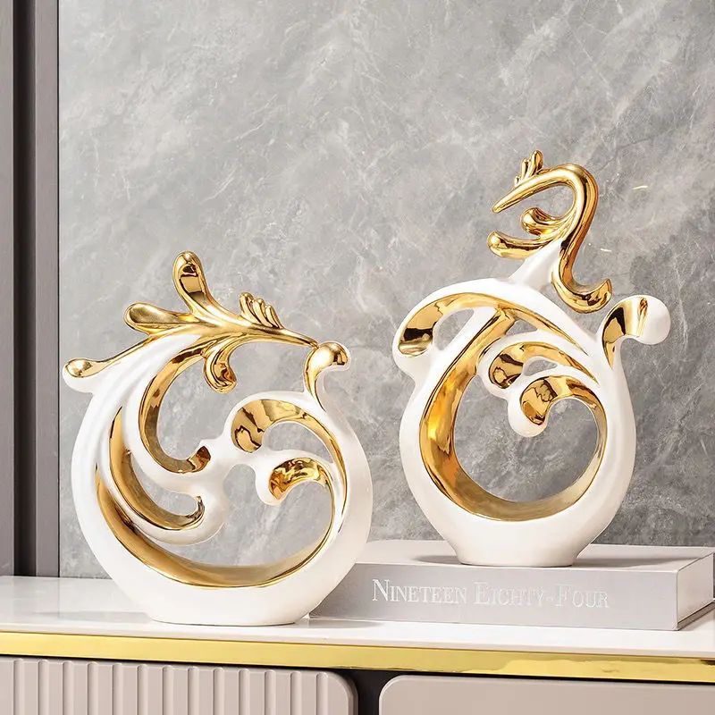 

Modern Wedding Gifts Lucky Ceramic Statue Ornaments Art Home Living Room Desk Decoration Items Office Table Figurine Accessories