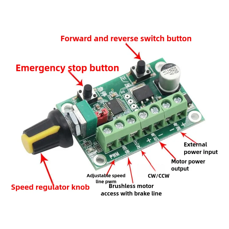 

Brushless Motor Pulse Width Governor PWM Motor Speed Controller Forward and Revese DC6-30V Motor Stepless Speed Regulator