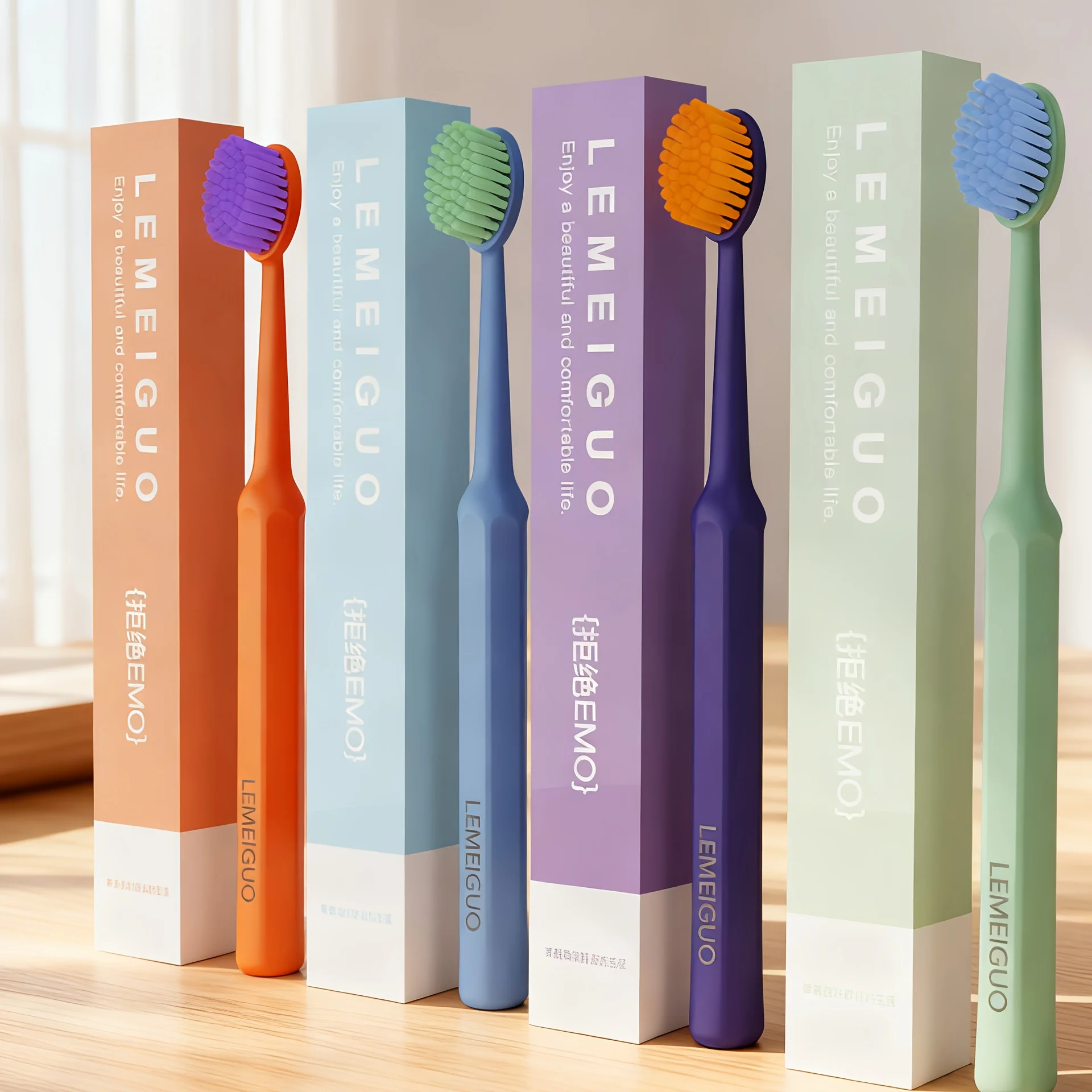 

8-Pack of Colorfully Coded Toothbrushes in Random Colors with Roman Column Design, Specially Designed for Families, Individually Packaged, Rounded and Soft, Suitable for Adults, Perfect for Home and Travel