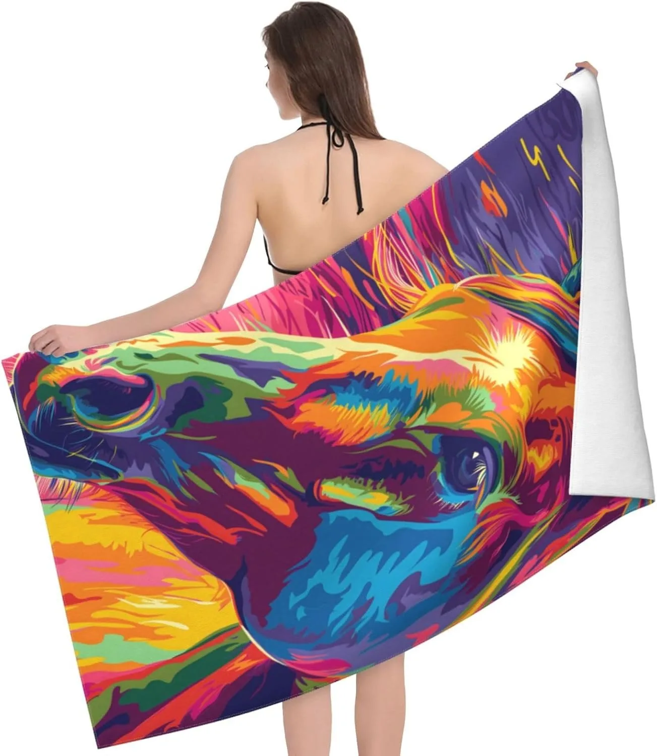 Colorful Horse Painting Towel for Family stuff friend Gifts Quick-Dry Sand free For Bath Yoga Tourism Beach Camping Swimming GYM