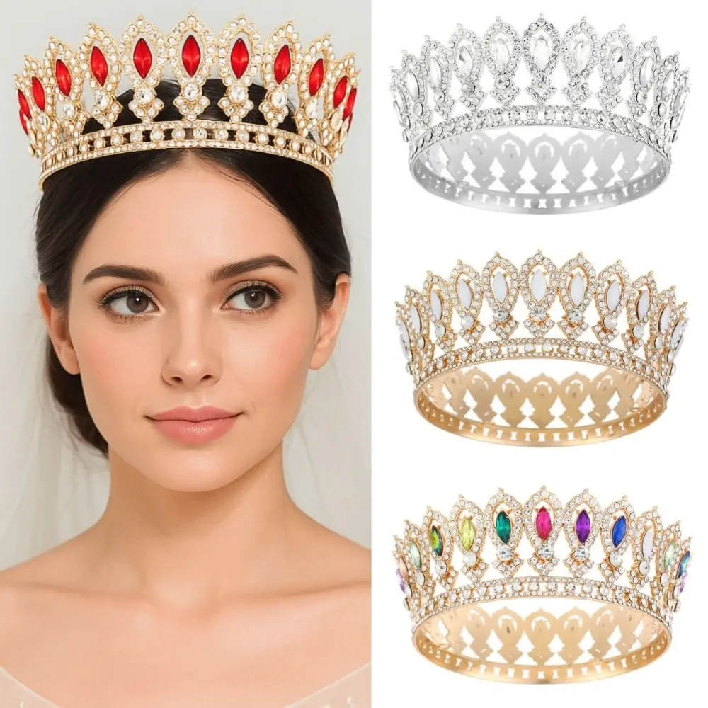 

European Princess Queen Tiara King Tiaras Round Baroque Pageant Crowns Sparkling Hair Jewelry Bridal Wedding Crowns for Women